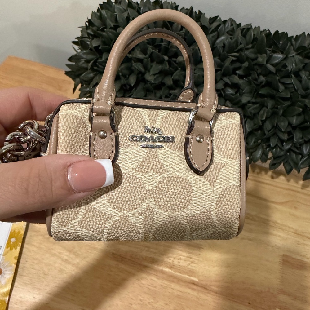 Coach Mini Rowan Bag Charm In Signature Canvas - Picture 2 of 4
